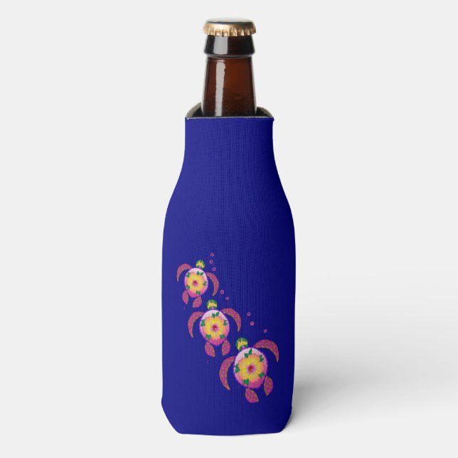 Hawaiian Ohana Honu Sea Turtles Bottle Cooler (Bottle Front)