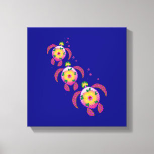 Hawaiian Ohana Honu Sea Turtles Canvas Print
