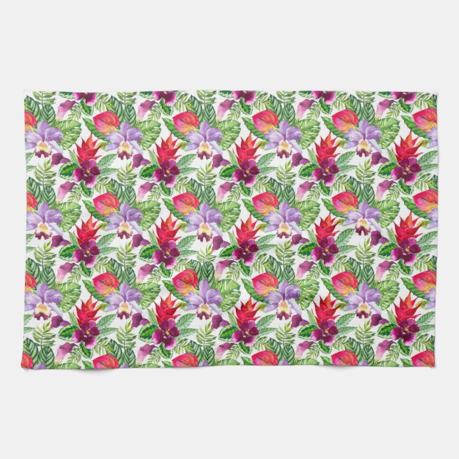 Hawaiian orchids kitchen towel (Horizontal)