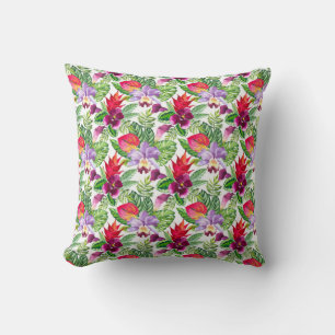 Hawaiian orchids throw pillow