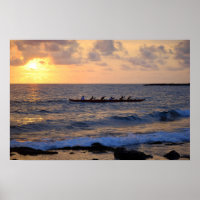 Hawaiian Outrigger Canoe at Sunset