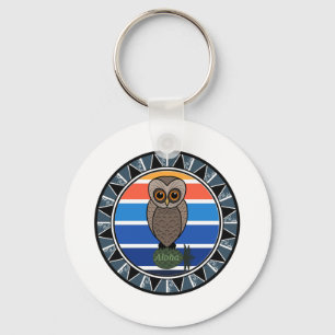 Hawaiian Owl Pueo Cartoon   Key Ring