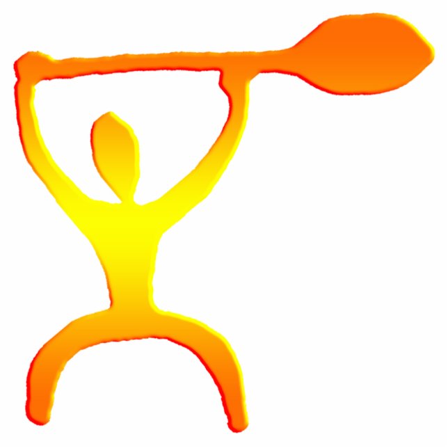 Hawaiian Paddle Man Petroglyph Standing Photo Sculpture (Front)