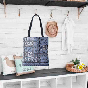 Hawaiian Paddleman Petroglyph Tapa Tote Bag