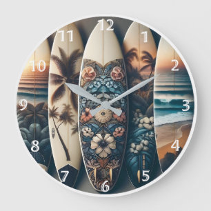Hawaiian Painted Surfboards Large Clock