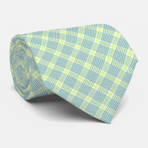 Hawaiian Palaka Plaid Teal and Lime Two-Sided Tie