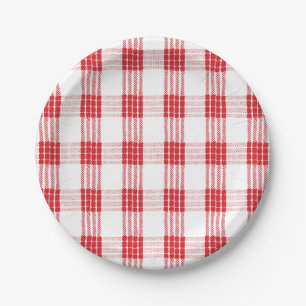 Hawaiian Palaka White & Red Plaid Plate