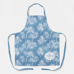 Hawaiian Palm Tree Silhouette Pattern Blue ID1093 Apron