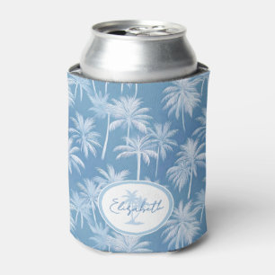 Hawaiian Palm Tree Silhouette Pattern Blue ID1093 Can Cooler