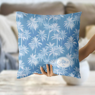 Hawaiian Palm Tree Silhouette Pattern Blue ID1093 Cushion
