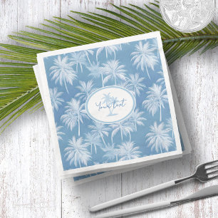 Hawaiian Palm Tree Silhouette Pattern Blue ID1093 Napkin
