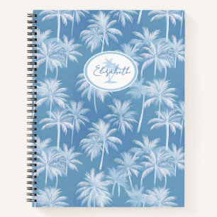 Hawaiian Palm Tree Silhouette Pattern Blue ID1093 Notebook