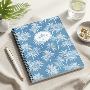 Hawaiian Palm Tree Silhouette Pattern Blue ID1093 Notebook