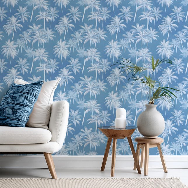 Hawaiian Palm Tree Silhouette Pattern Blue ID1093 Wallpaper (Creator Uploaded)