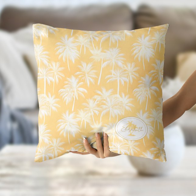 Hawaiian Palm Tree Silhouette Pattern Gold ID1093 Cushion (Creator Uploaded)