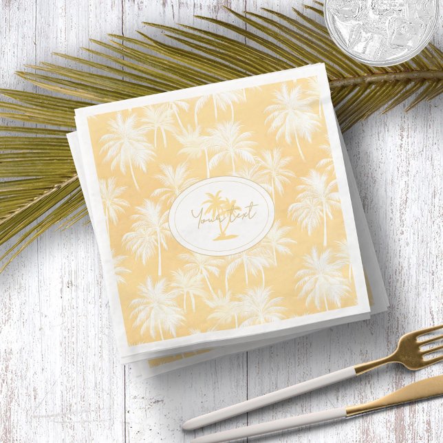 Hawaiian Palm Tree Silhouette Pattern Gold ID1093 Napkin (Creator Uploaded)