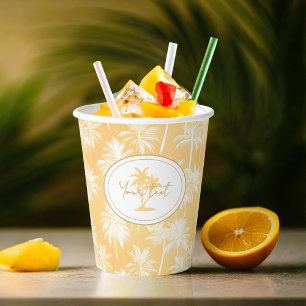 Hawaiian Palm Tree Silhouette Pattern Gold ID1093 Paper Cups