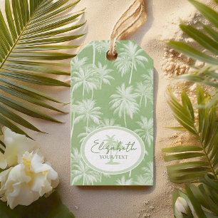 Hawaiian Palm Tree Silhouette Pattern Green ID1093 Gift Tags