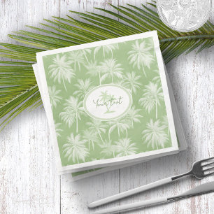 Hawaiian Palm Tree Silhouette Pattern Green ID1093 Napkin