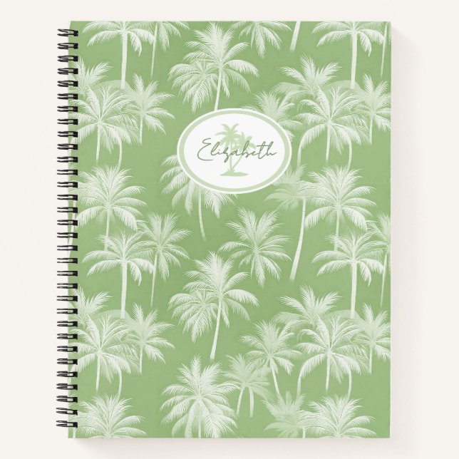 Hawaiian Palm Tree Silhouette Pattern Green ID1093 Notebook (Front)
