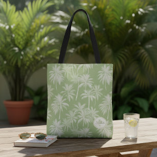 Hawaiian Palm Tree Silhouette Pattern Green ID1093 Tote Bag