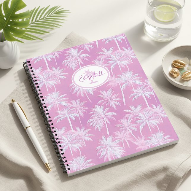 Hawaiian Palm Tree Silhouette Pattern Plum ID1093 Notebook (Creator Uploaded)
