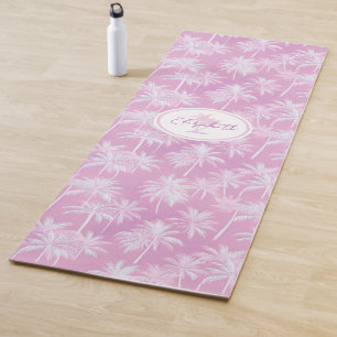 Hawaiian Palm Tree Silhouette Pattern Plum ID1093 Yoga Mat