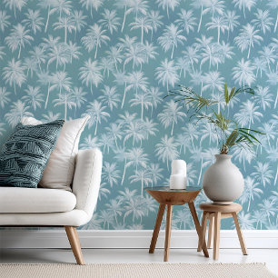 Hawaiian Palm Tree Silhouette Pattern Teal ID1093 Wallpaper