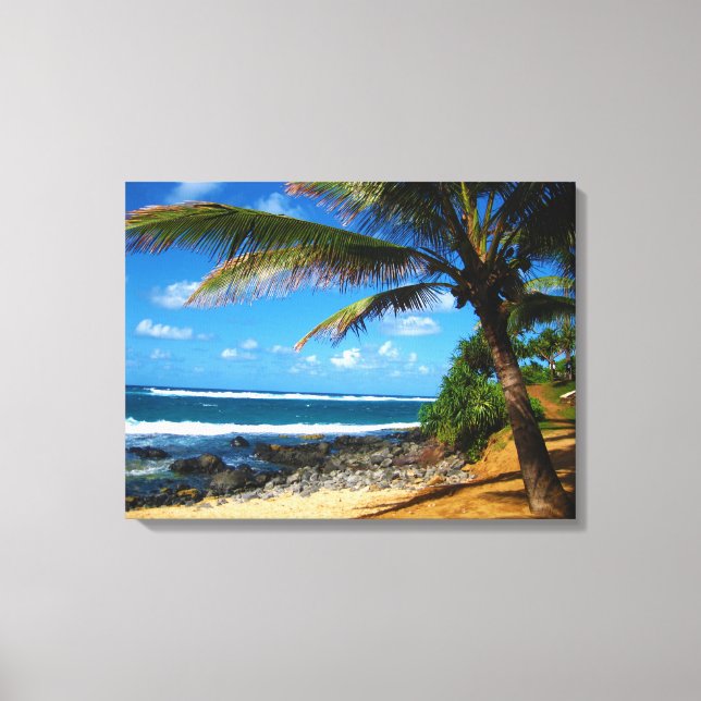 Hawaiian Palm Tree Wrapped Canvas (Front)