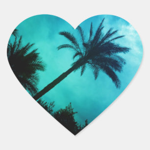 Hawaiian Palm Trees Heart Sticker