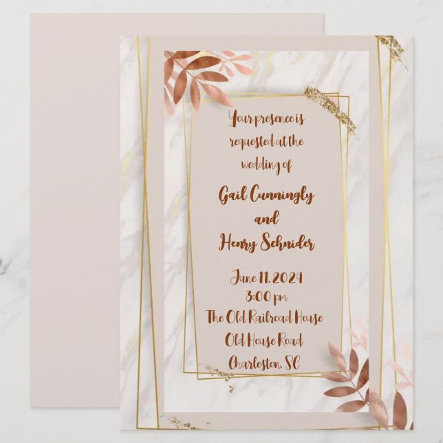 Hawaiian Palm Wedding Invitation  (Front/Back)