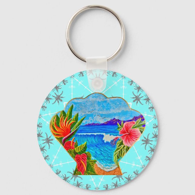 Hawaiian Paradise (Blue) Key Ring (Front)