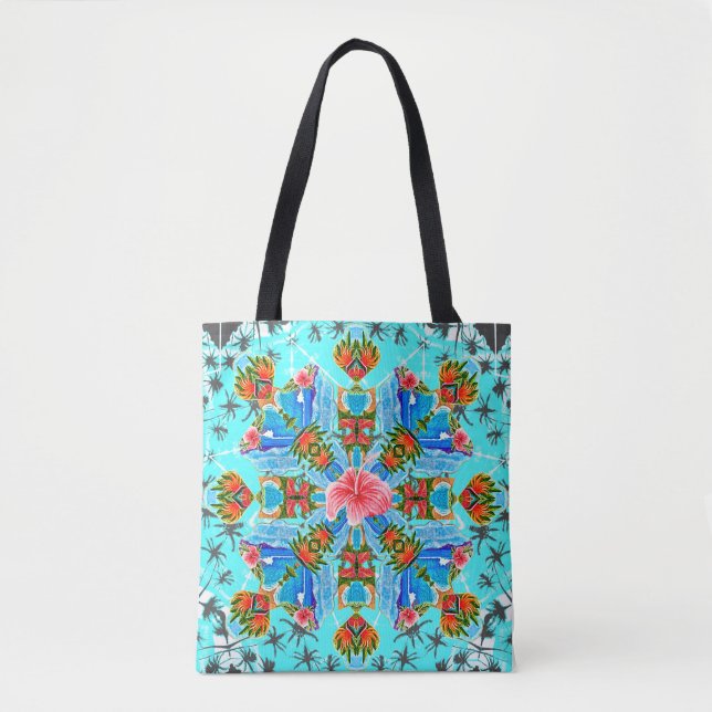 Hawaiian Paradise Flames (Blue) Tote Bag (Front)