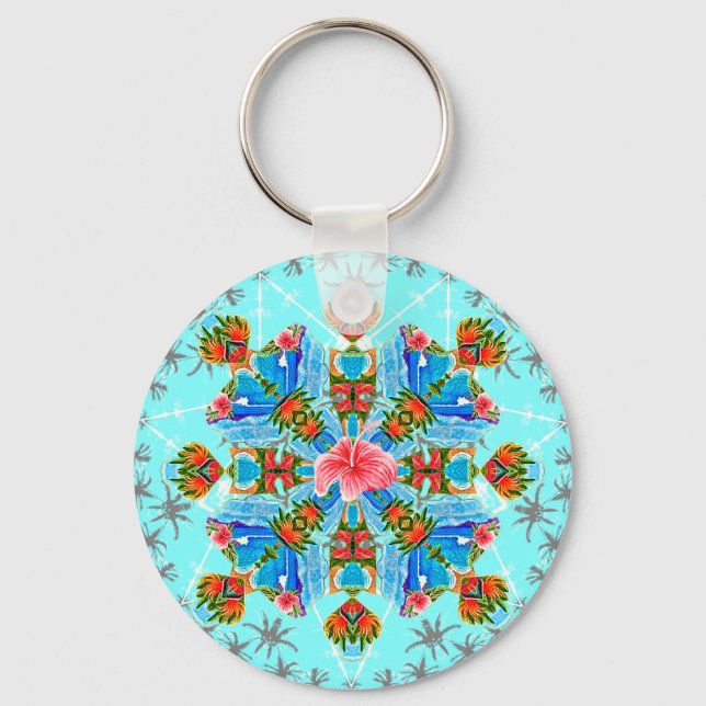 Hawaiian Paradise Flames  Key Ring (Front)