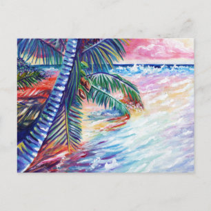 Hawaiian Paradise Tropical Seascape Palm Trees Postcard