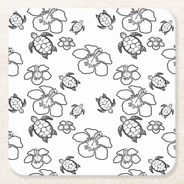 Hawaiian Pattern Adult Colouring Paper Coaster (Front)