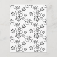 Hawaiian Pattern Adult Colouring Postcard