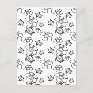 Hawaiian Pattern Adult Colouring Postcard