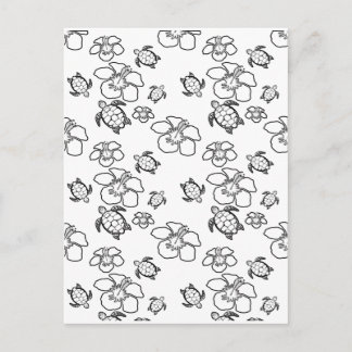 Hawaiian Pattern Adult Colouring Postcard