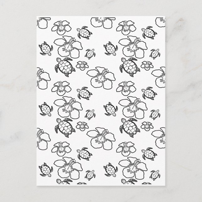 Hawaiian Pattern Adult Colouring Postcard (Front)