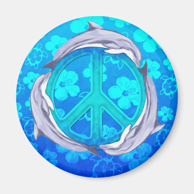 Hawaiian Peace Dolphins Magnet (Front)