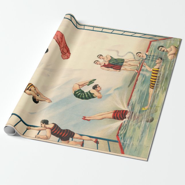 Hawaiian Pearl divers male swimmers circus act Wrapping Paper (Unrolled)