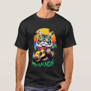 Hawaiian Persian Cat & Pineapple Ukulele Summer Va T-Shirt