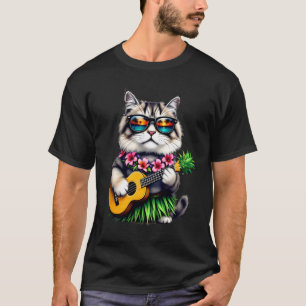 Hawaiian Persian Cat & Pineapple Ukulele Summer Va T-Shirt
