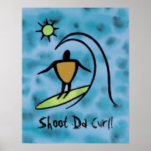 Hawaiian Petroglyph Surfer Riding the Waves Poster