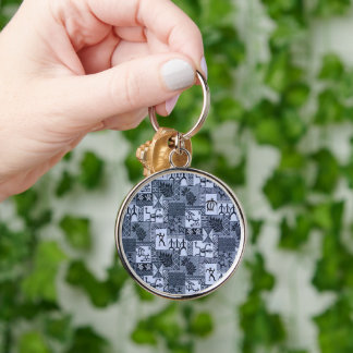 Hawaiian Petroglyph Tapa in Lava Tone Key Ring