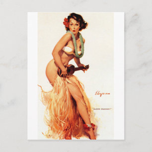 Hawaiian Pin Up Postcard