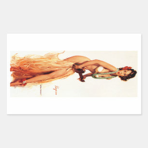 Hawaiian Pin Up Rectangular Sticker