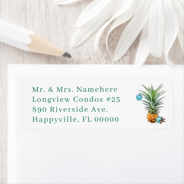 Hawaiian Pineapple Christmas Address Label (Insitu)