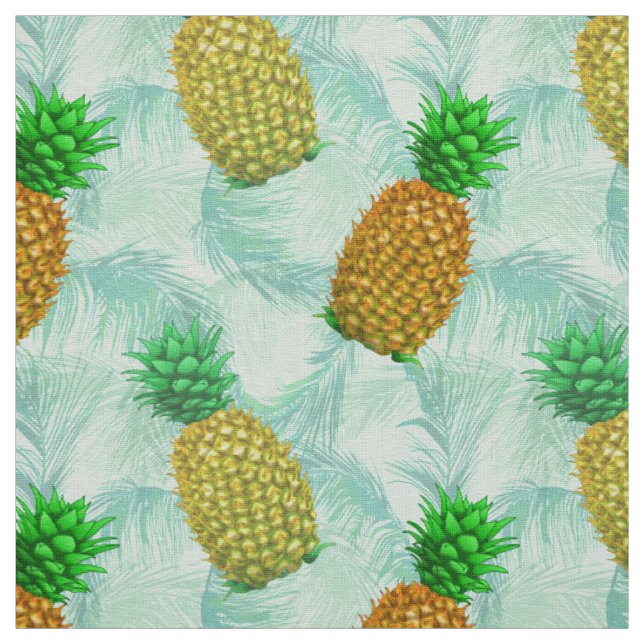 Hawaiian Pineapple Light Blue Fabric (Swatch)